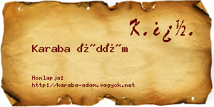 Karaba Ádám névjegykártya